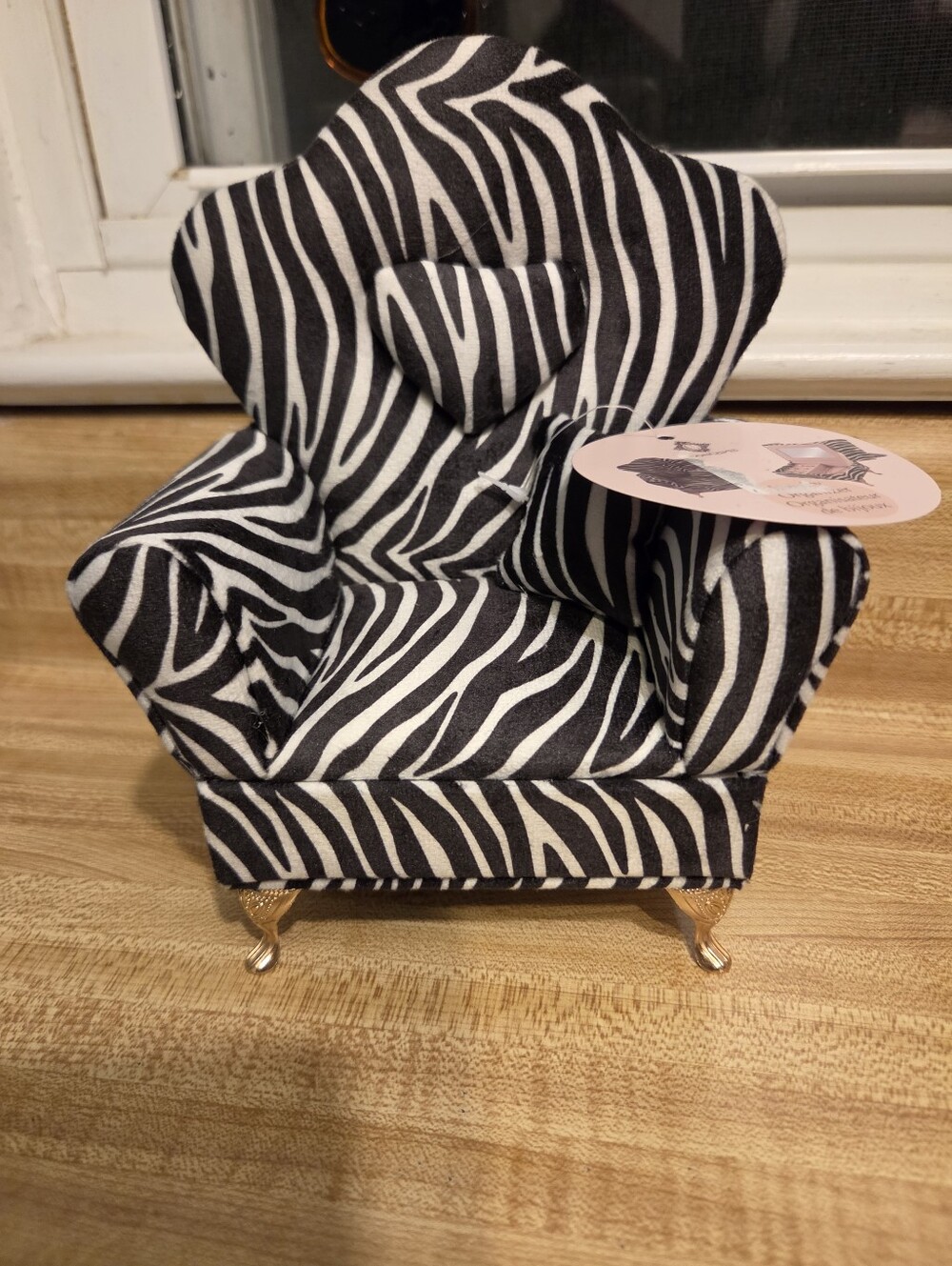 Zebra Print NWT Large Chair Jewlery Box